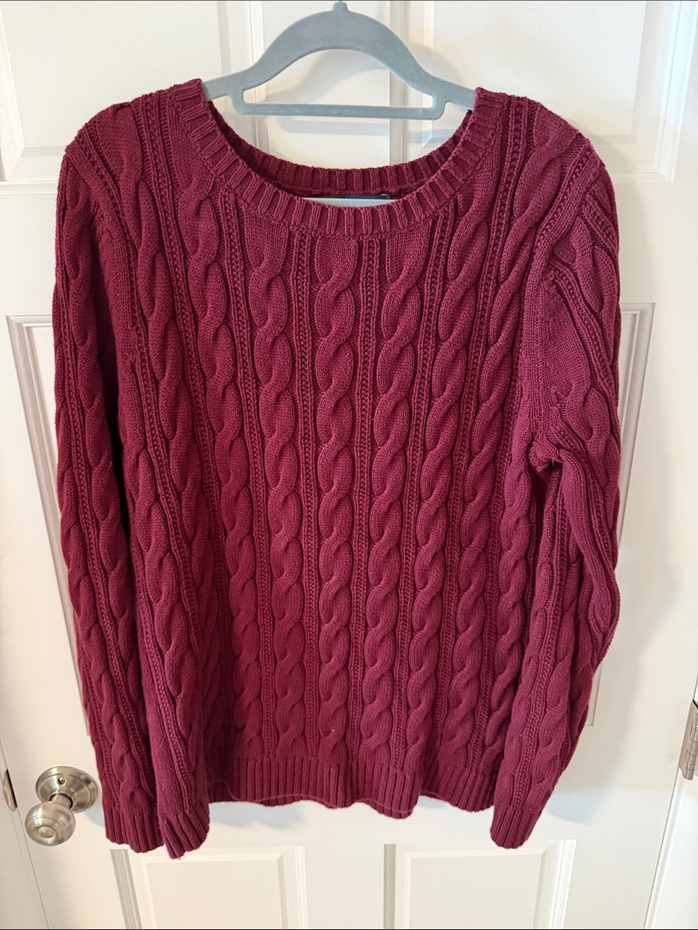 Lands' End Women's Lands' End Women's Drifter Cable Knit Sweater Cranberry M